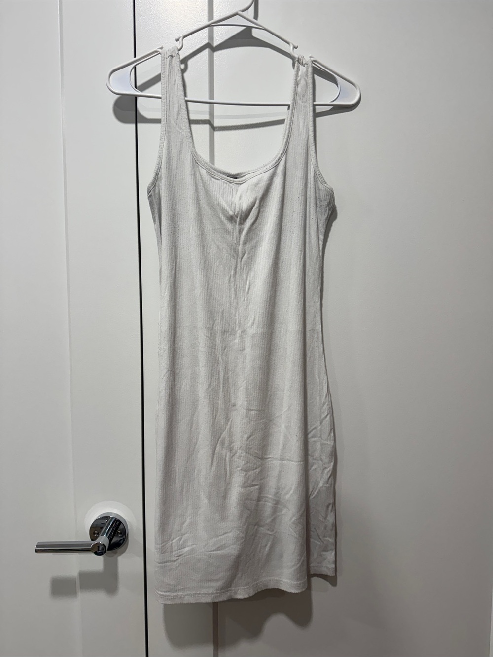 SHEIN White Ribbed Mini Tank Dress